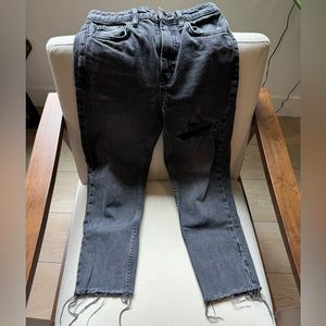 Top shop size 28 black denim. Straight leg distressed.